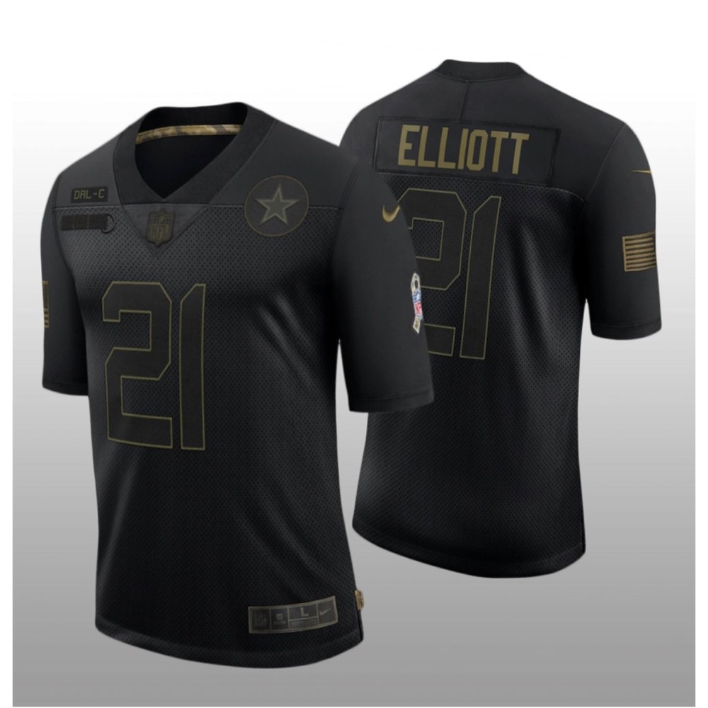 DALLAS COWBOYS EZEKIEL ELLIOTT 21 SALUTE TO SERVICE BLACK JERSEY